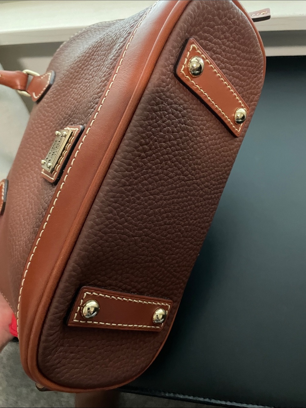 Dooney & Bourke Bitsy Zip Zip Pebble Leather Satchel in Cocoa - Picture 10 of 12